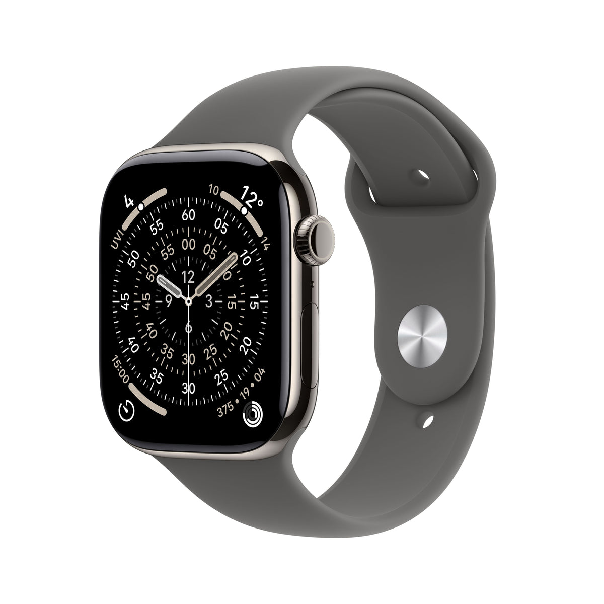 Apple Watch Series 11 GPS + Cellular 46mm Natural Titanium Case with Stone Grey Sport Band - S/M