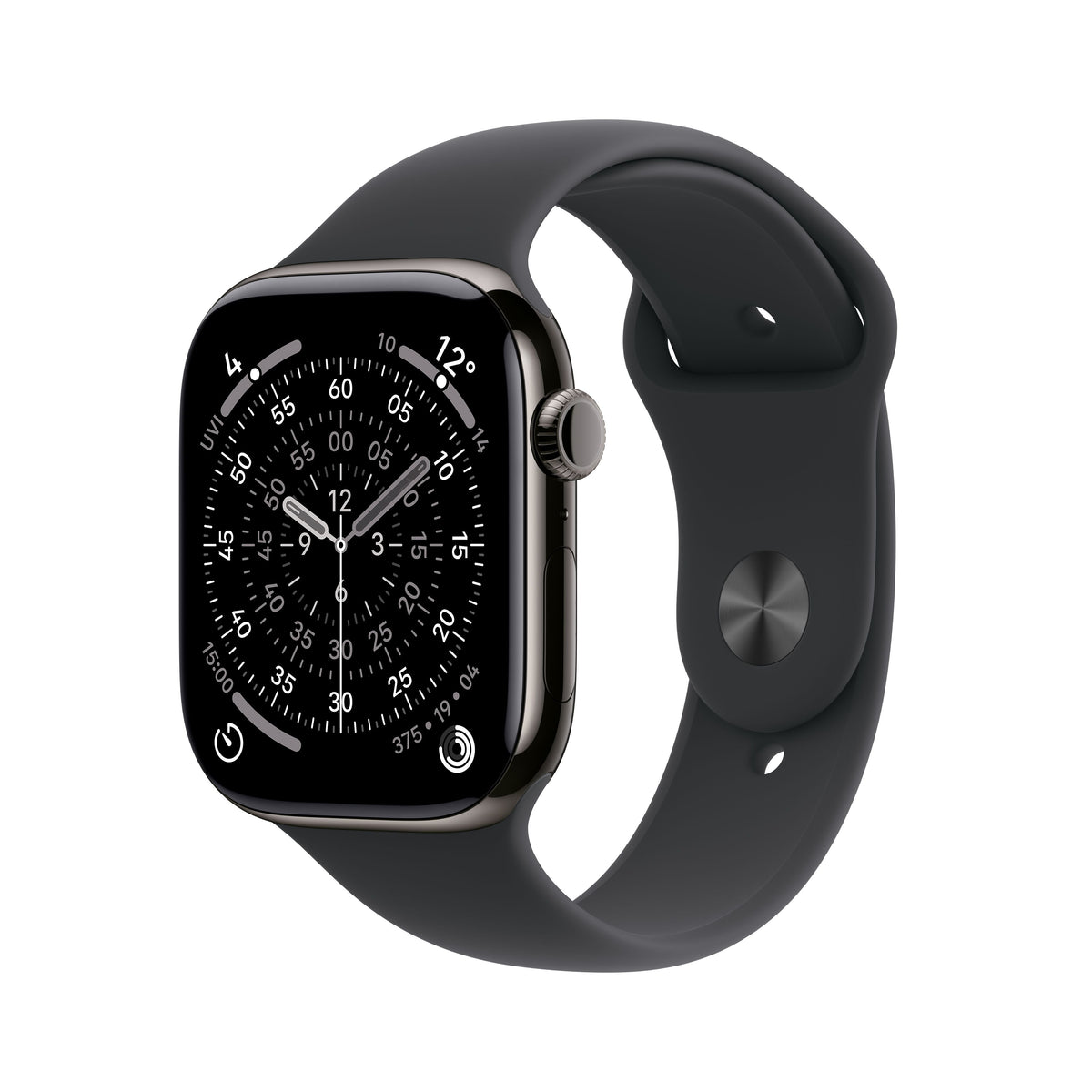 Apple Watch Series 11 GPS + Cellular 46mm Slate Titanium Case with Black Sport Band - M/L