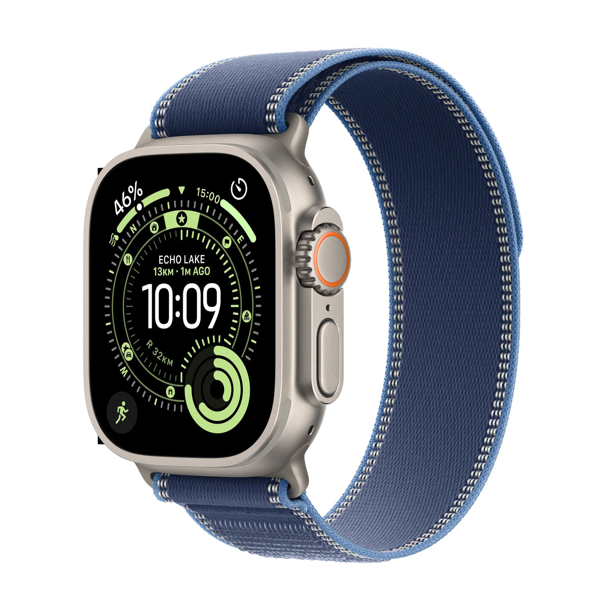 Apple Watch Ultra 3 GPS + Cellular 49mm Natural Titanium Case with Blue/Bright Blue Trail Loop - S/M