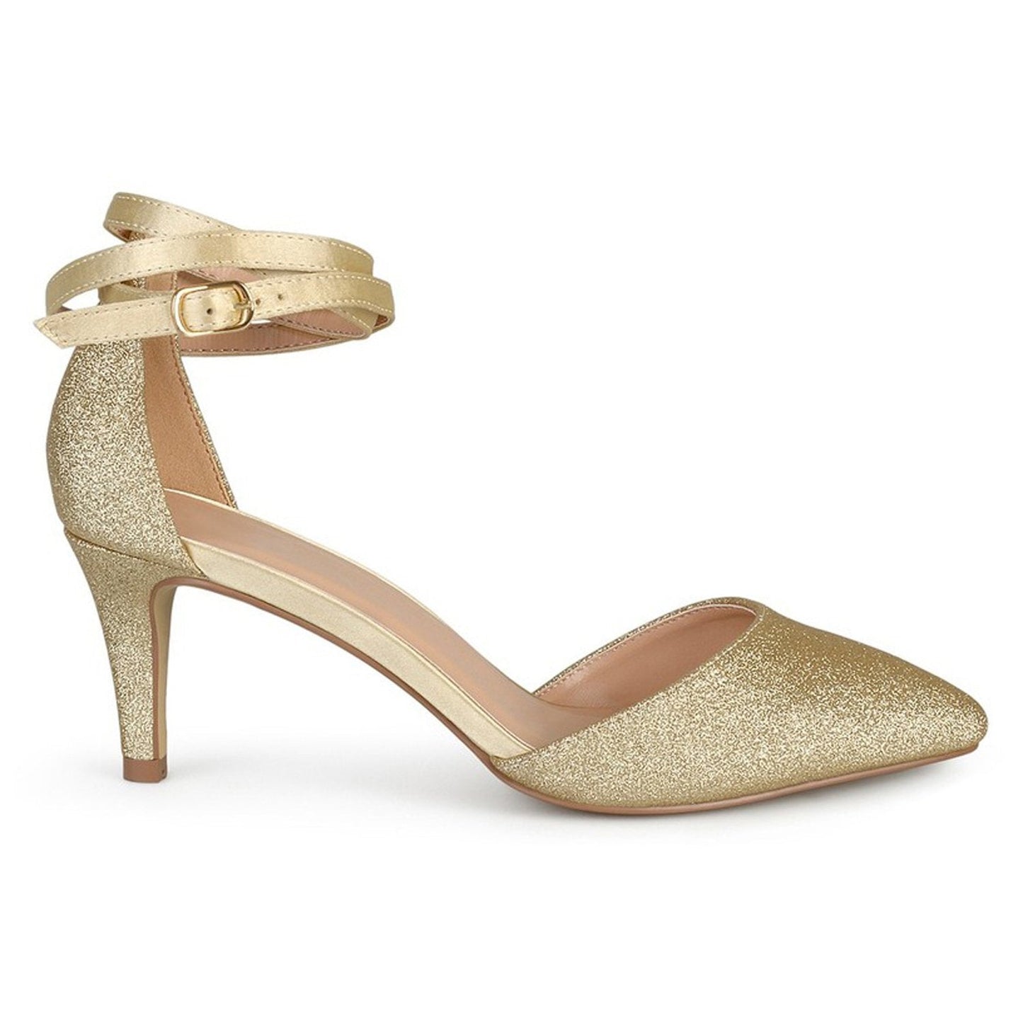 JOURNEE Collection Luela Glitter Ankle Strap Pump with  all size