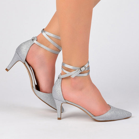 JOURNEE Collection Luela Glitter Ankle Strap Pump with  all size