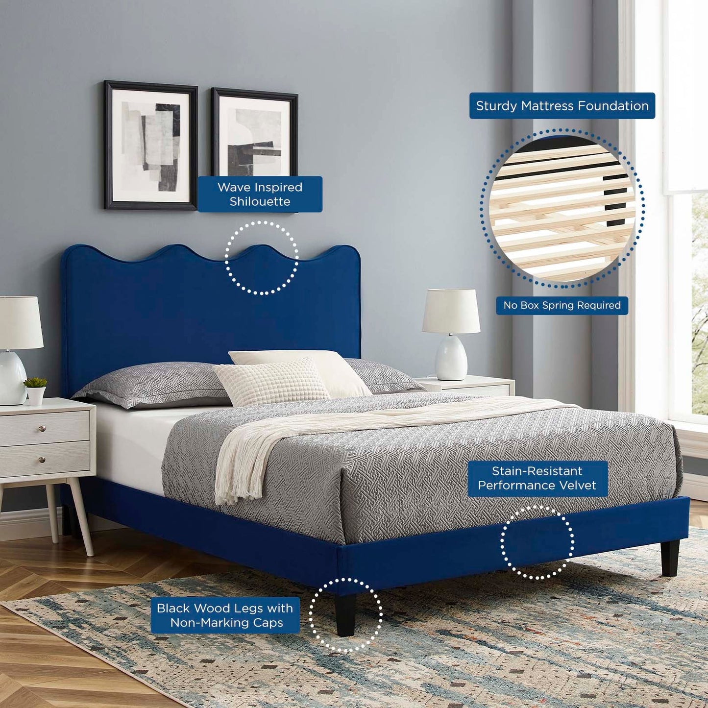 Current Performance Velvet Twin Platform Bed By Modway - MOD-6729-CHA | Beds |  Modishstore - 47