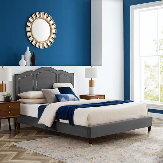 Emerson Performance Velvet King Platform Bed By Modway - MOD-6860 | Beds | Modishstore