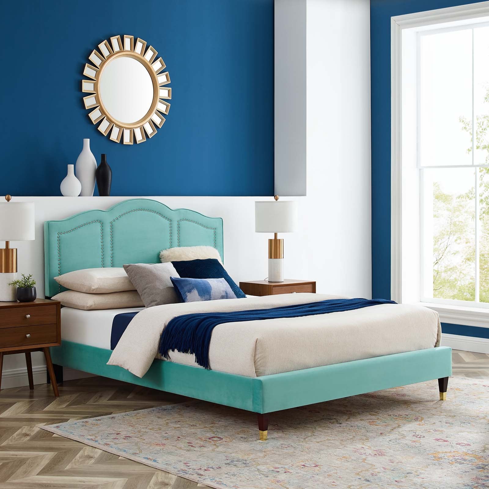 Emerson Performance Velvet King Platform Bed By Modway - MOD-6860 | Beds | Modishstore - 49