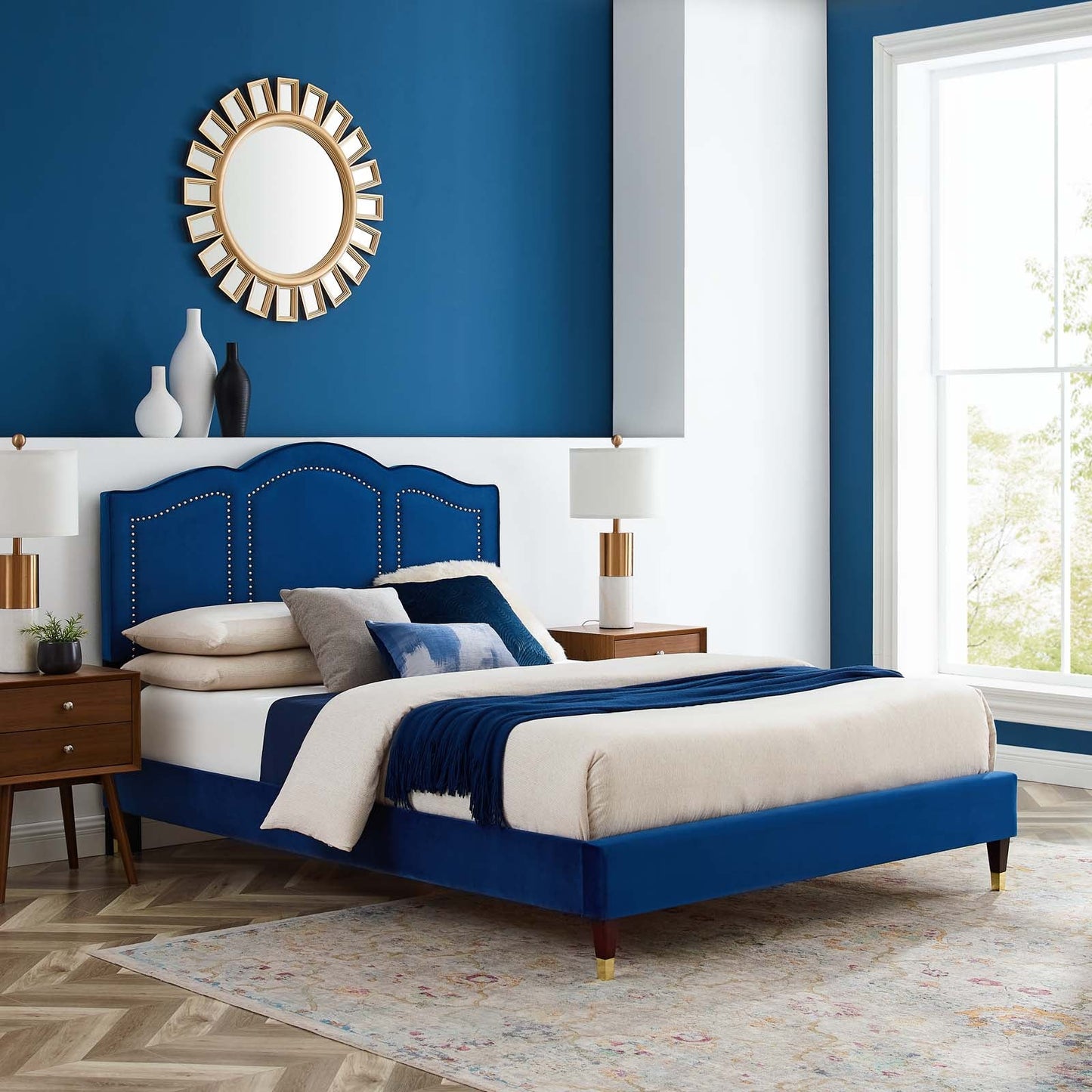 Emerson Performance Velvet King Platform Bed By Modway - MOD-6860 | Beds | Modishstore - 63