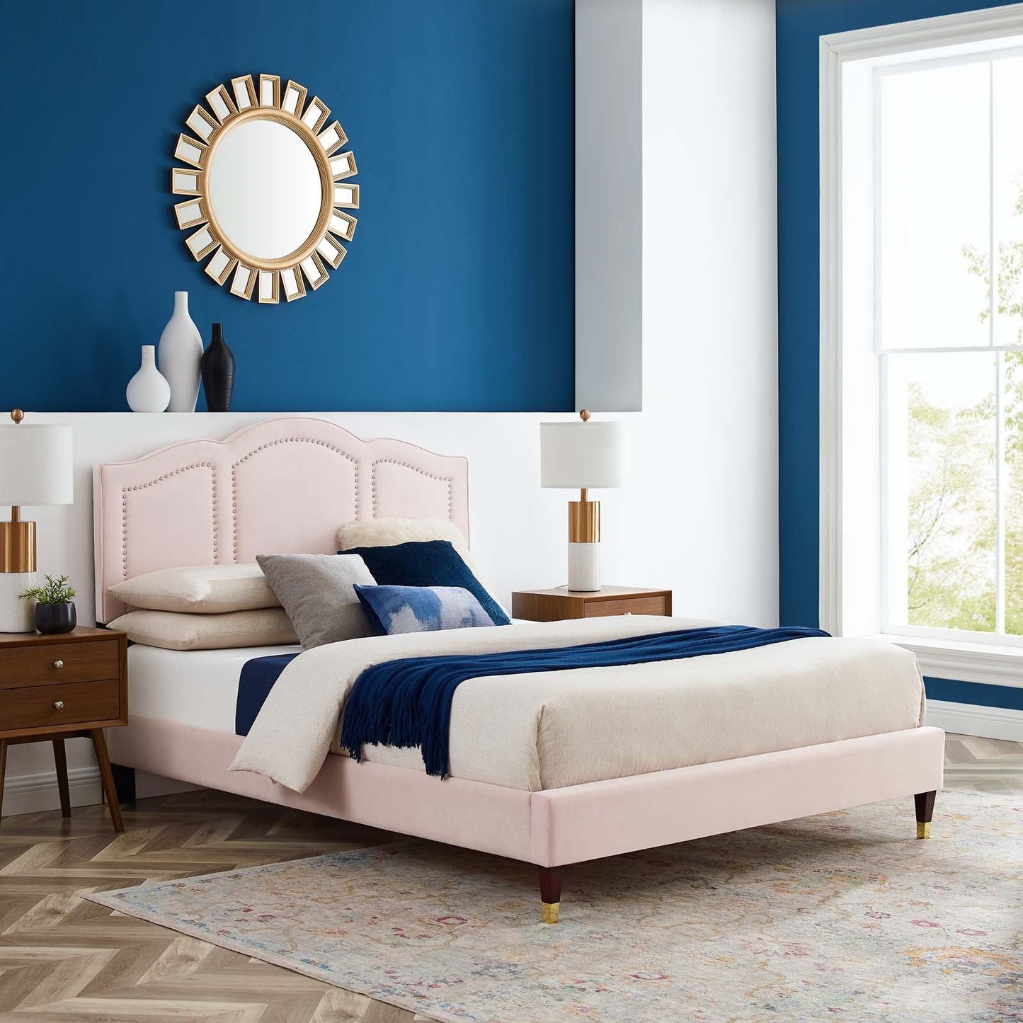 Emerson Performance Velvet King Platform Bed By Modway - MOD-6860 | Beds | Modishstore - 77