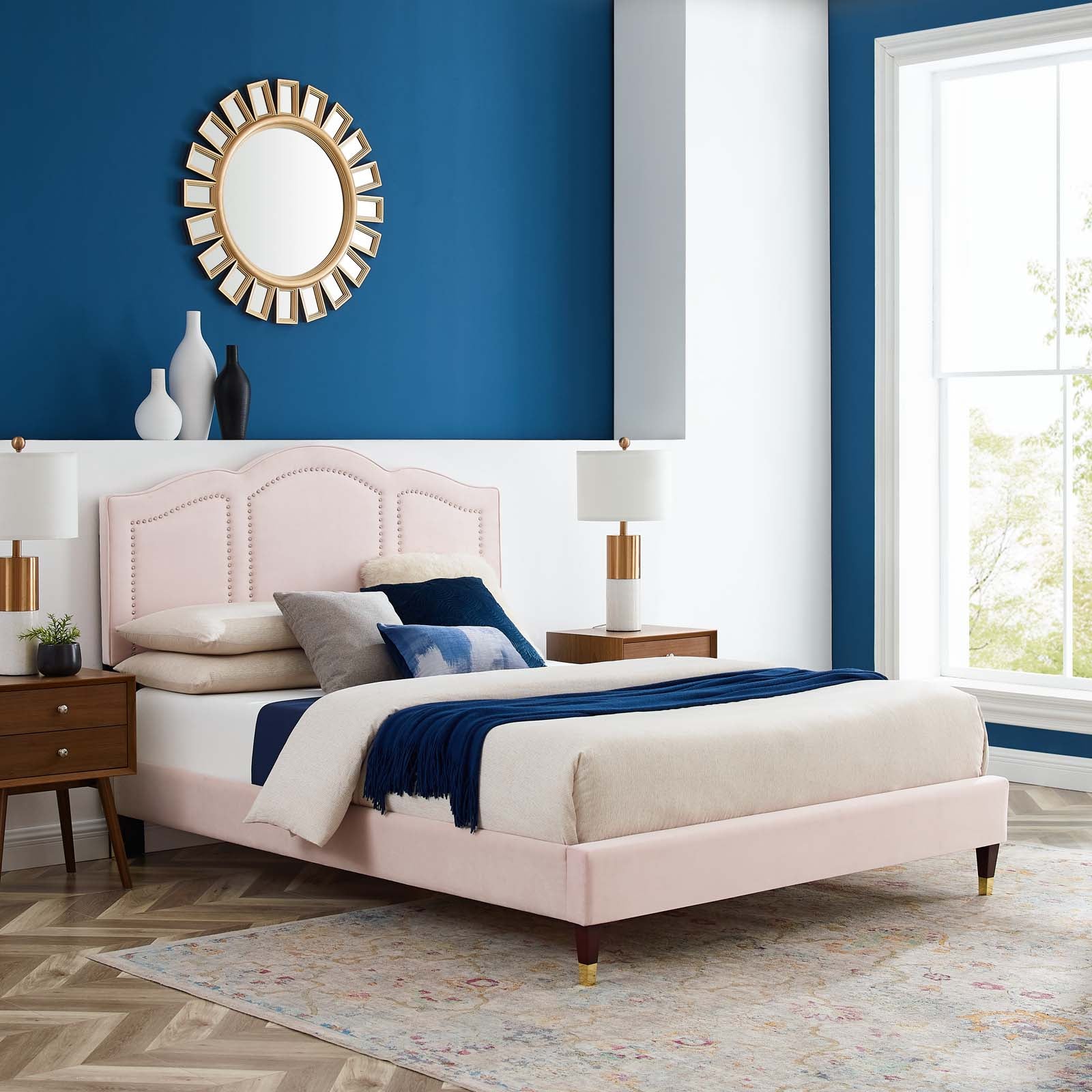 Emerson Performance Velvet King Platform Bed By Modway - MOD-6860 | Beds | Modishstore - 77