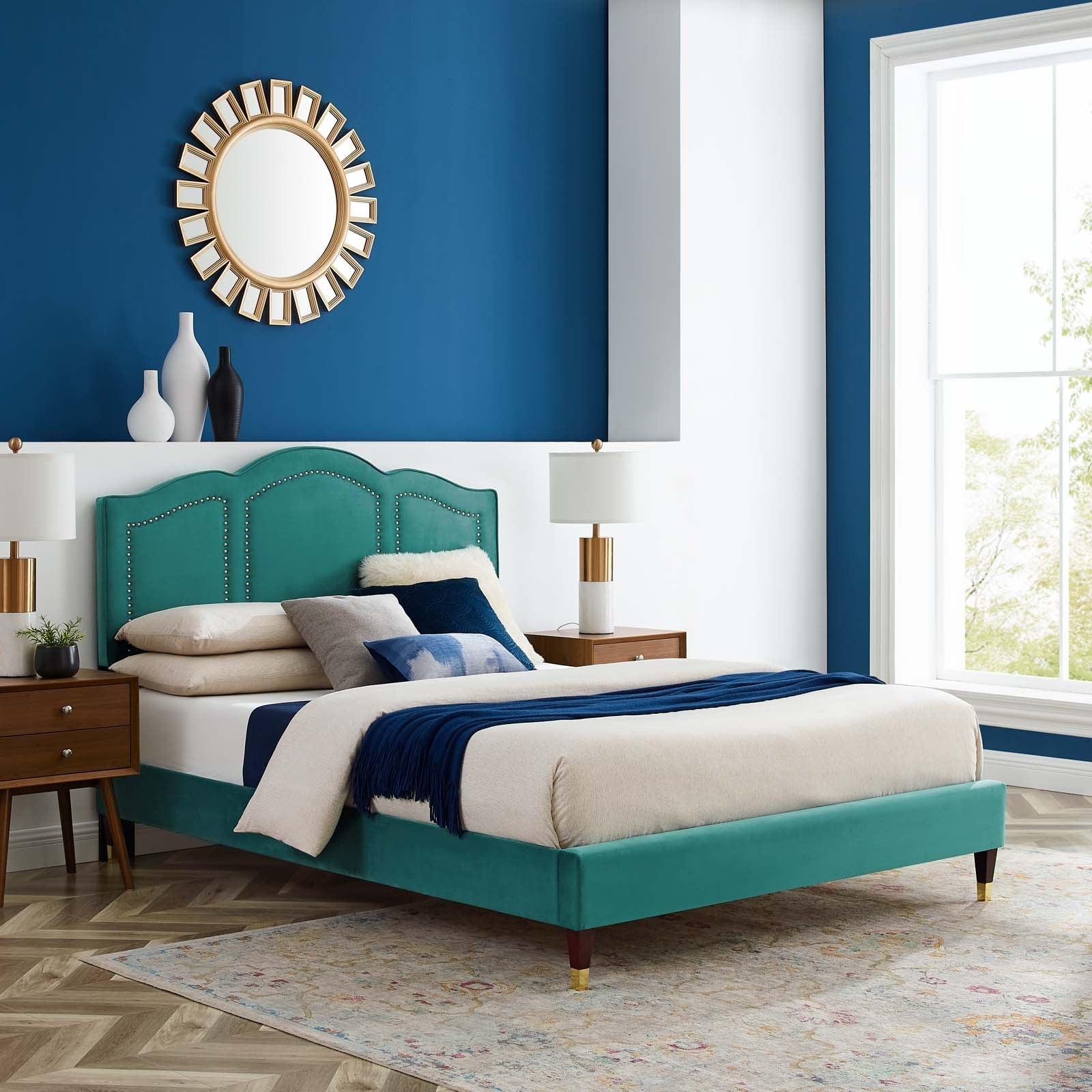 Emerson Performance Velvet King Platform Bed By Modway - MOD-6860 | Beds | Modishstore - 91