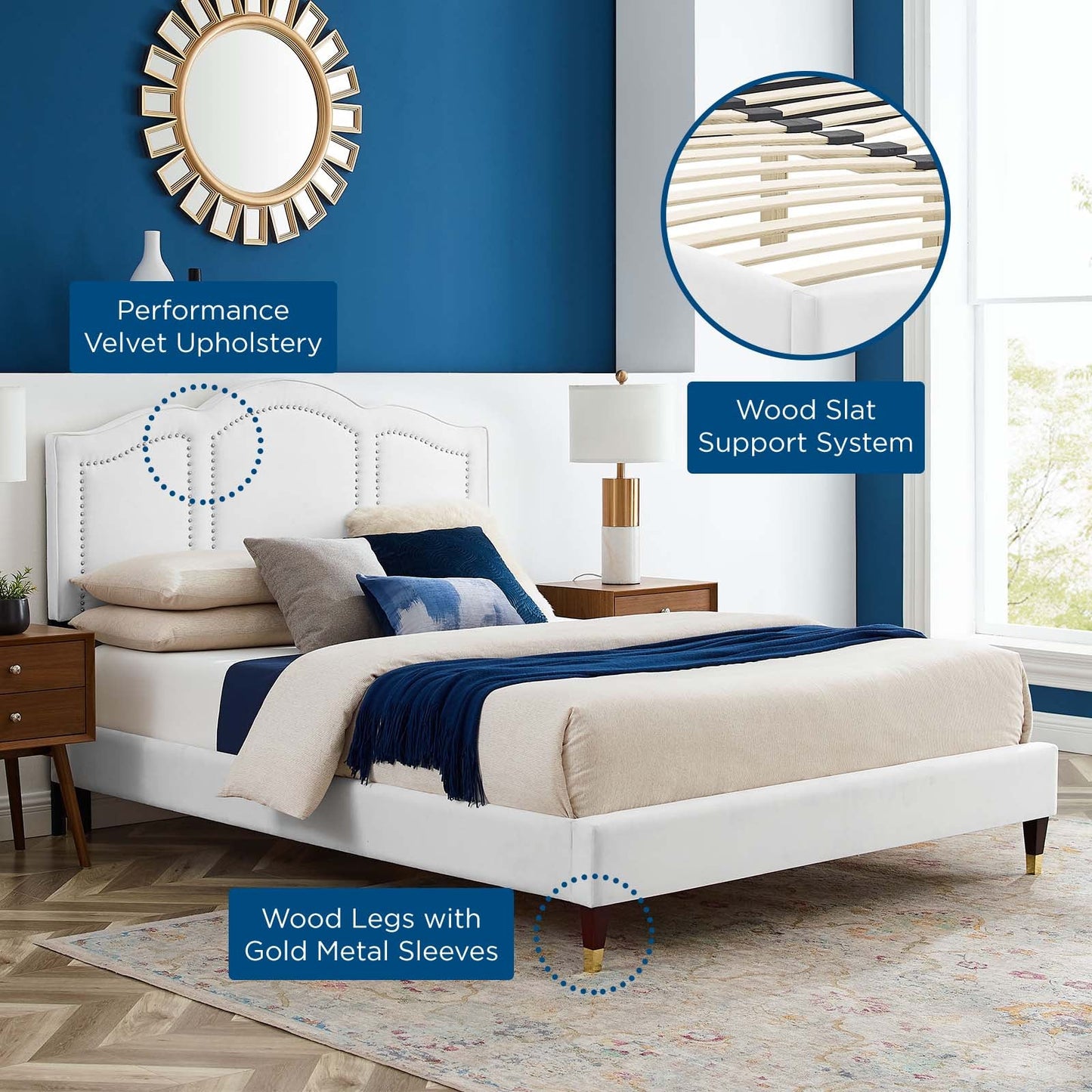 Emerson Performance Velvet King Platform Bed By Modway - MOD-6860 | Beds | Modishstore - 103