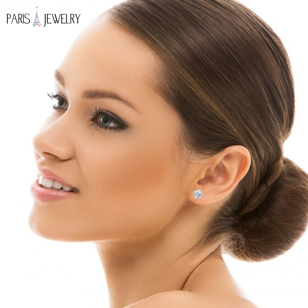 18k White Gold Plated Created White Sapphire 4Ct Round Pack of Three Stud Earrings