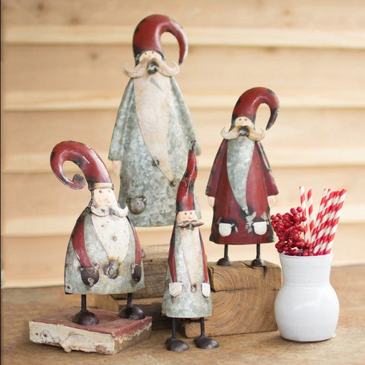 Kalalou Galvanized And Painted Santas - Set of 41