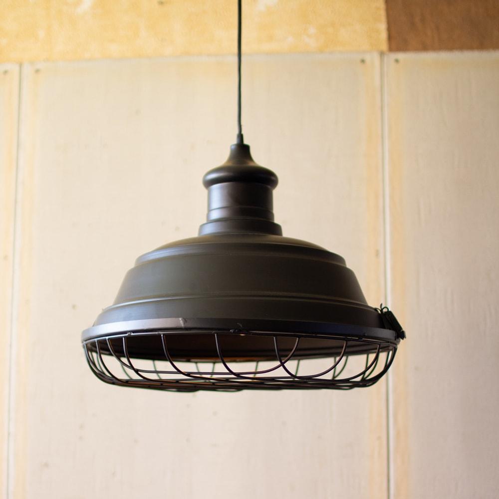 Kalalou Black Metal Caged Pendant Light6