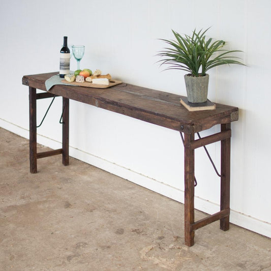 Kalalou Antique Wooden Folding Console Table3