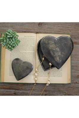 Kalalou Cast Aluminum Heart Boxes - Set Of 2