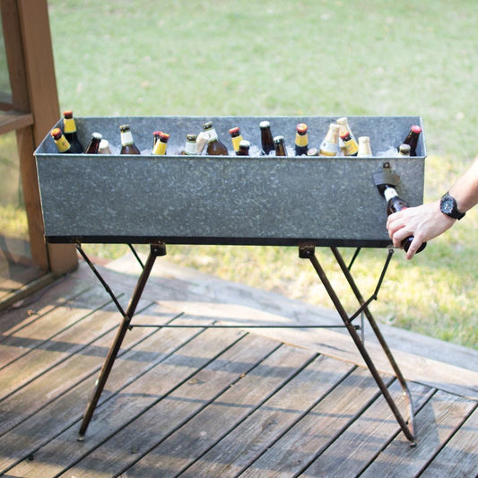 Kalalou Galvanized Drink Tub With Stand & Bottle Opener1