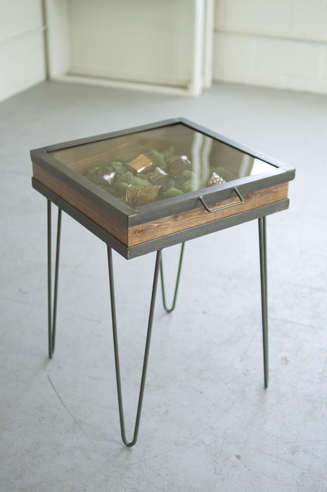 Kalalou Display Table With Hinged Glass Top2