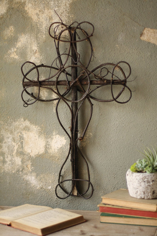 Kalalou Black Vine Decorative Cross