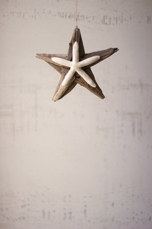 Reclaimed Driftwood Hanging Star Ornament by Kalalou