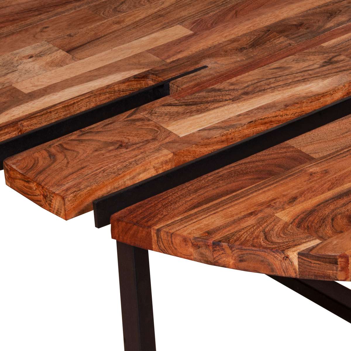 36 Inches Round Wooden Top Coffee Table With Metal Base, Brown And Black By Benzara | Coffee Tables |  Modishstore  - 4