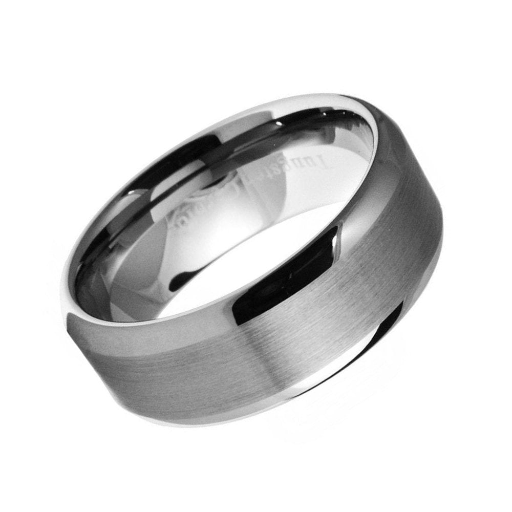 Paris Jewelry 8mm Tungsten Black Brushed Ring Wedding Band For Men & Women