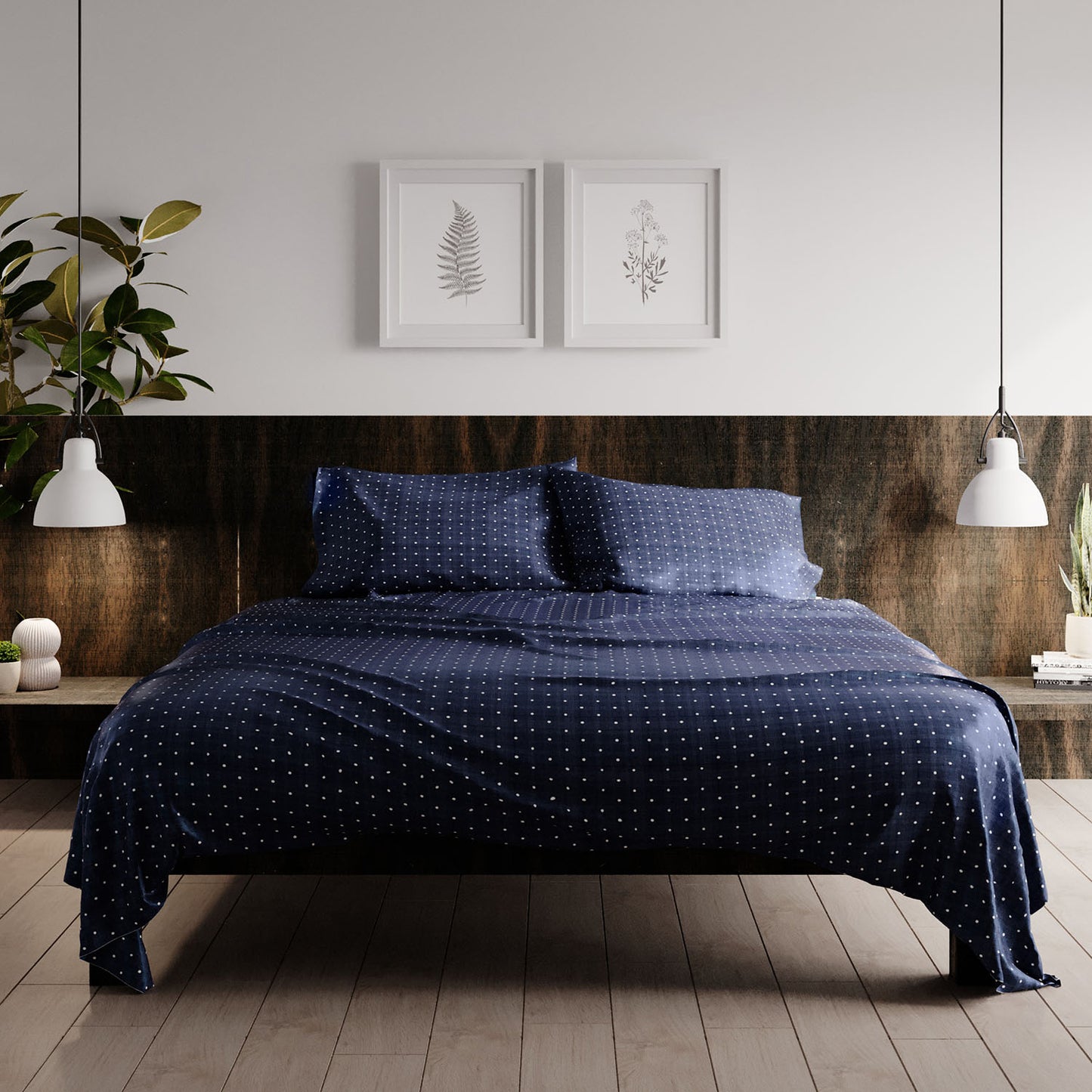 Urban Loft - 4-Peice Dotted Sheet Set - Navy