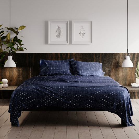 Urban Loft - 4-Peice Dotted Sheet Set - Navy