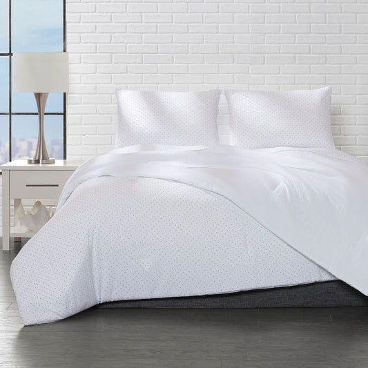 E. Jay Bedding Co Reversible Microfiber Polka Dot Comforter Set - White