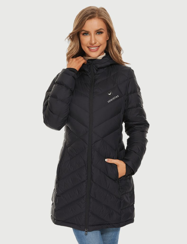 [Bundle Deal] Heated Long Down Jacket 7.4V For Women & EXTRA 7.4V Battery Pack