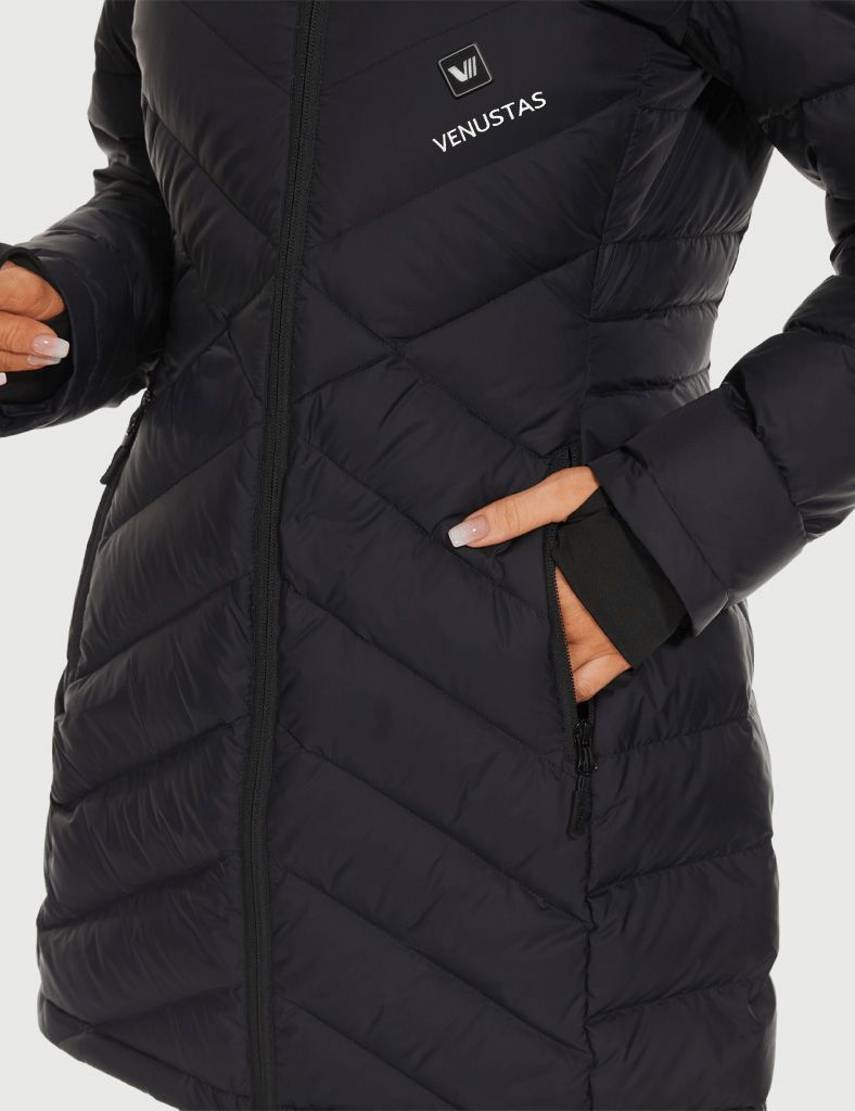 [Bundle Deal] Heated Long Down Jacket 7.4V For Women & EXTRA 7.4V Battery Pack
