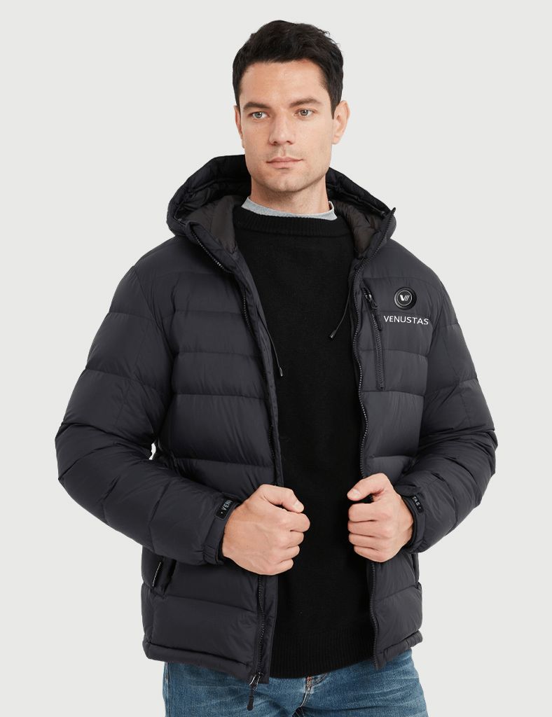 [Final Sale] Men's Heated Down Coat with Heating Pockets, 7.4V [S,M,L,XL,2XL,3XL]