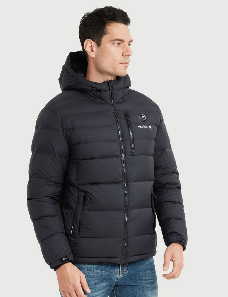 [Final Sale] Men's Heated Down Coat with Heating Pockets, 7.4V [S,M,L,XL,2XL,3XL]