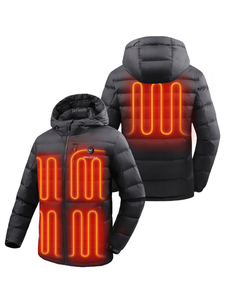 [Final Sale] Men's Heated Down Coat with Heating Pockets, 7.4V [S,M,L,XL,2XL,3XL]