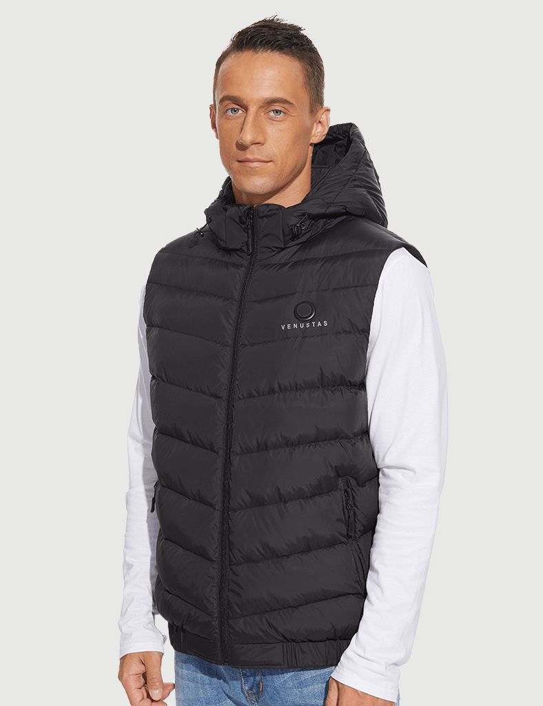 [Bundle Deal] Men’s Heated Down Vest 7.4V With Detachable Hood  & EXTRA 7.4V Battery Pack