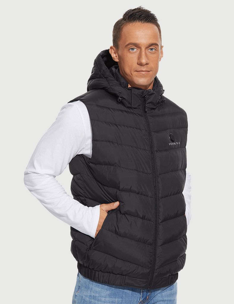 [Bundle Deal] Men’s Heated Down Vest 7.4V With Detachable Hood  & EXTRA 7.4V Battery Pack