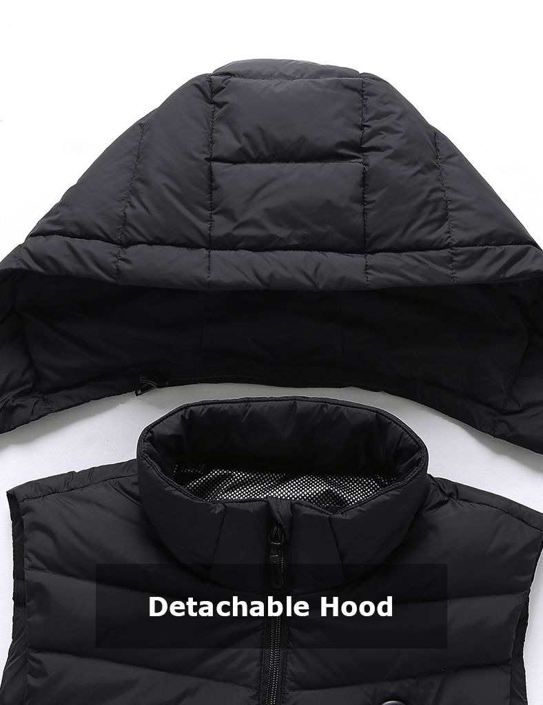 [Bundle Deal] Men’s Heated Down Vest 7.4V With Detachable Hood  & EXTRA 7.4V Battery Pack