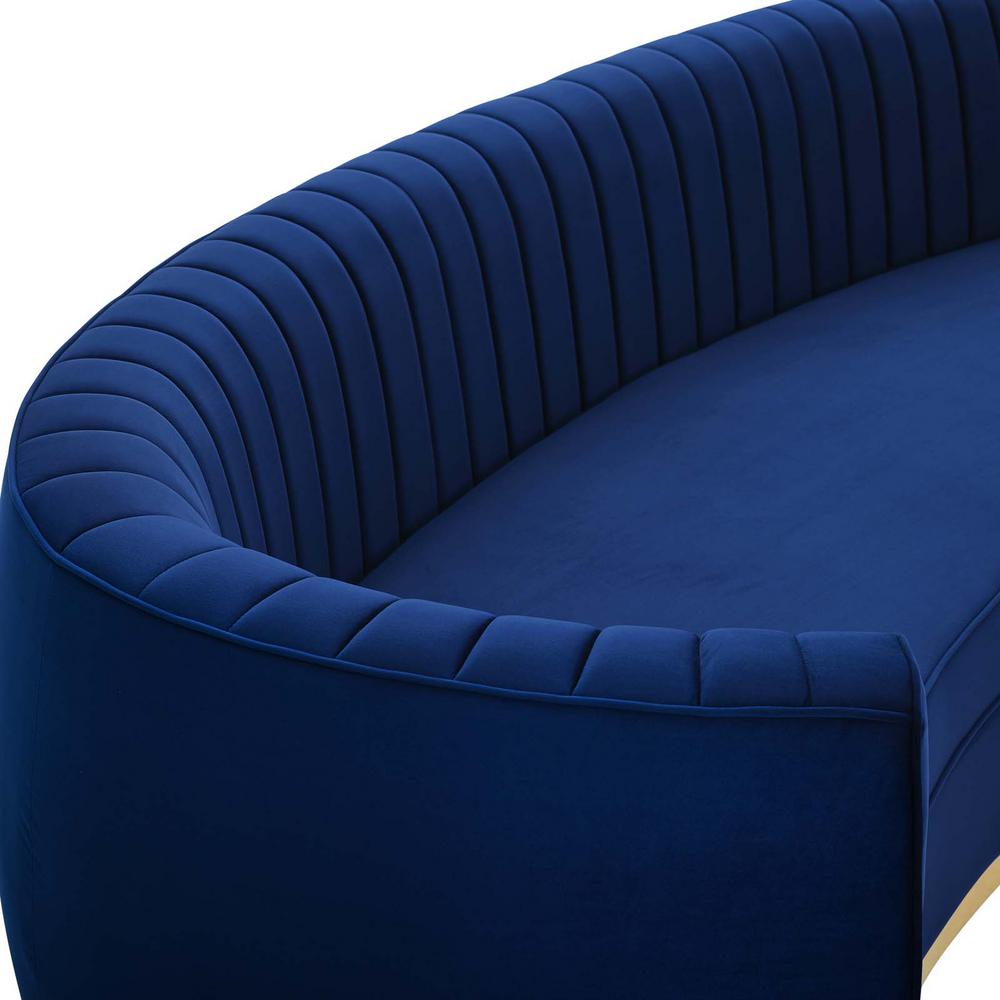 Enthusiastic Vertical Channel Tufted Curved Performance Velvet Sofa | Sofas | Modishstore-26
