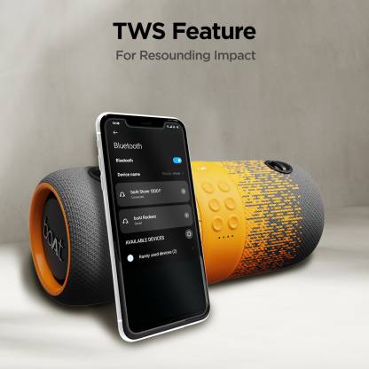 boAt Stone 1200F with upto 9 Hours Battery, IPX7 and RGB LEDs 14 W Bluetooth Speaker  (Grey Hound, Stereo Channel)