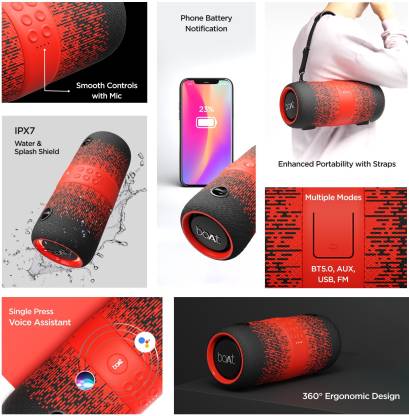 boAt Stone 1200F Sunburn Edition with up to 9 Hours Playback and RGB LEDs 14 W Bluetooth Speaker  (Blue, Stereo Channel)