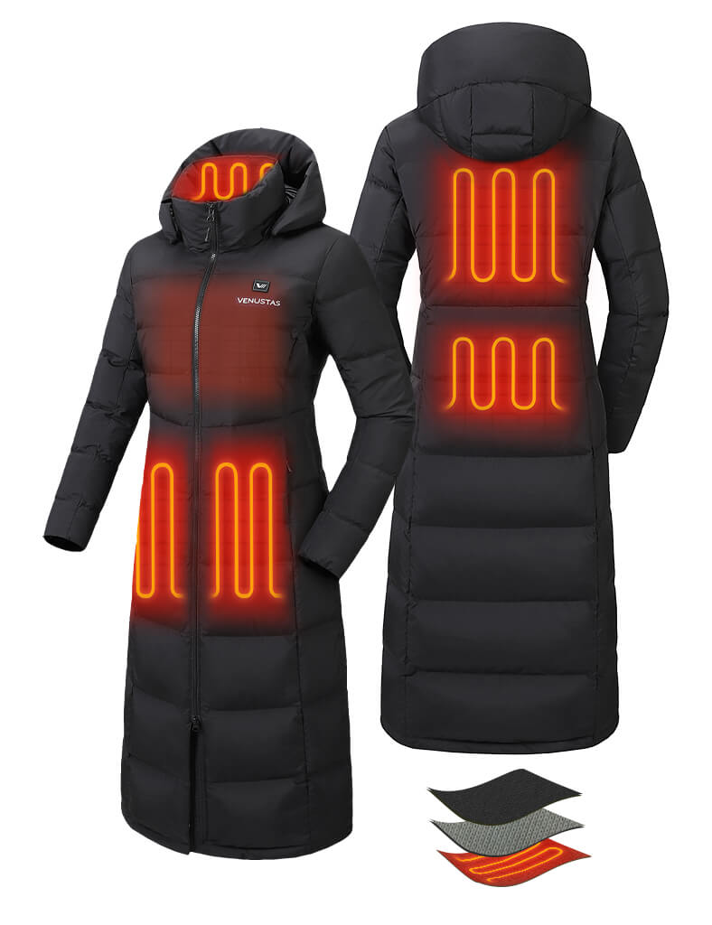 Women's Maxi Heated Recycled Down Jacket 7.4V