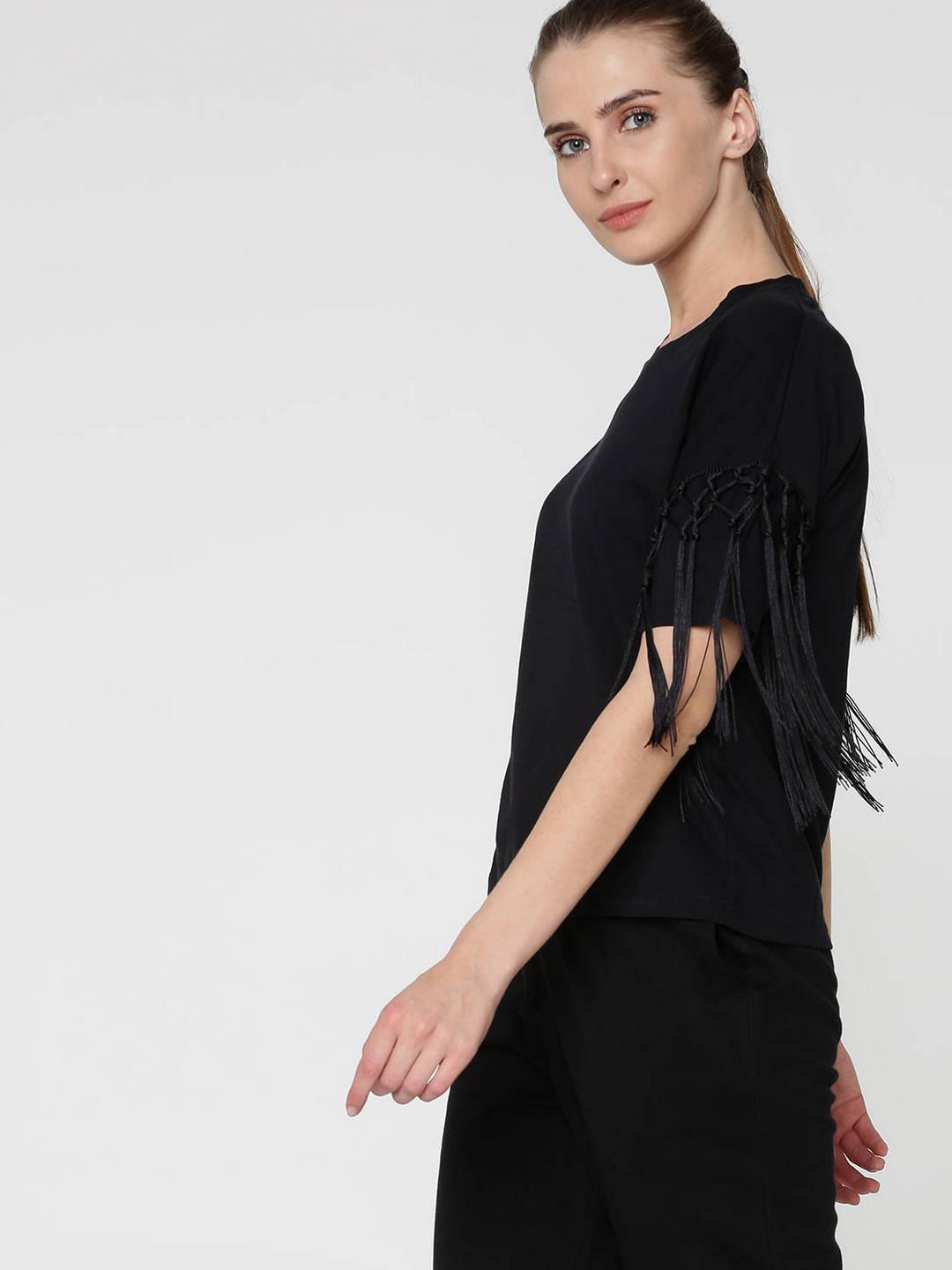 Shyla Fringed Sleeves T-Shirt