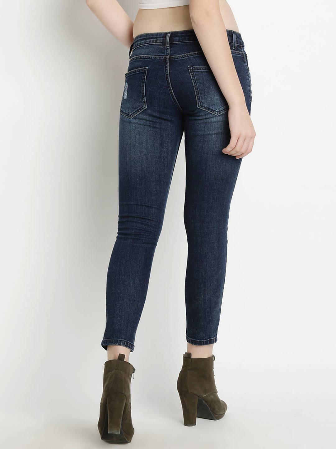 DJ & C Featherlight Slim Fit Distressed Jeans With Embroidery