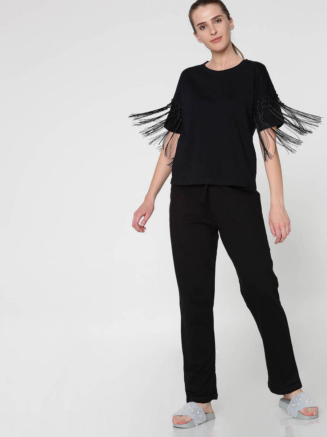 Shyla Fringed Sleeves T-Shirt