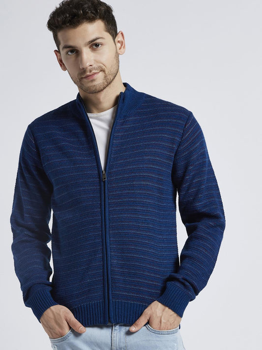 DJ & C Striped Open Front Neck Sweater Men