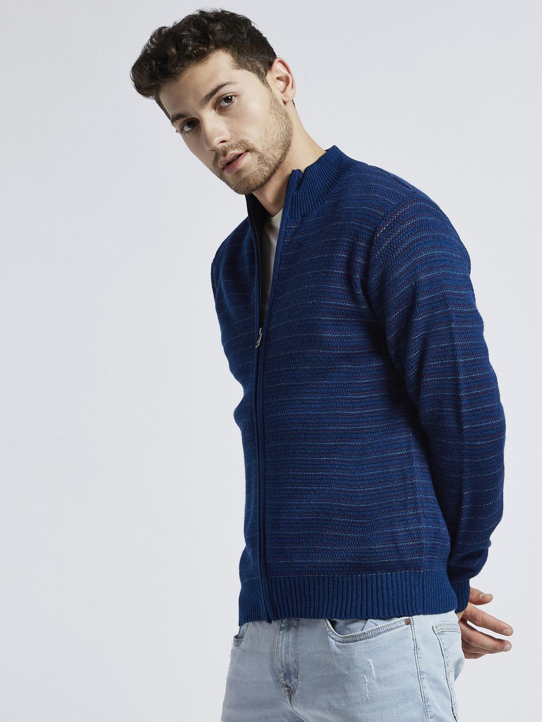 DJ & C Striped Open Front Neck Sweater Men