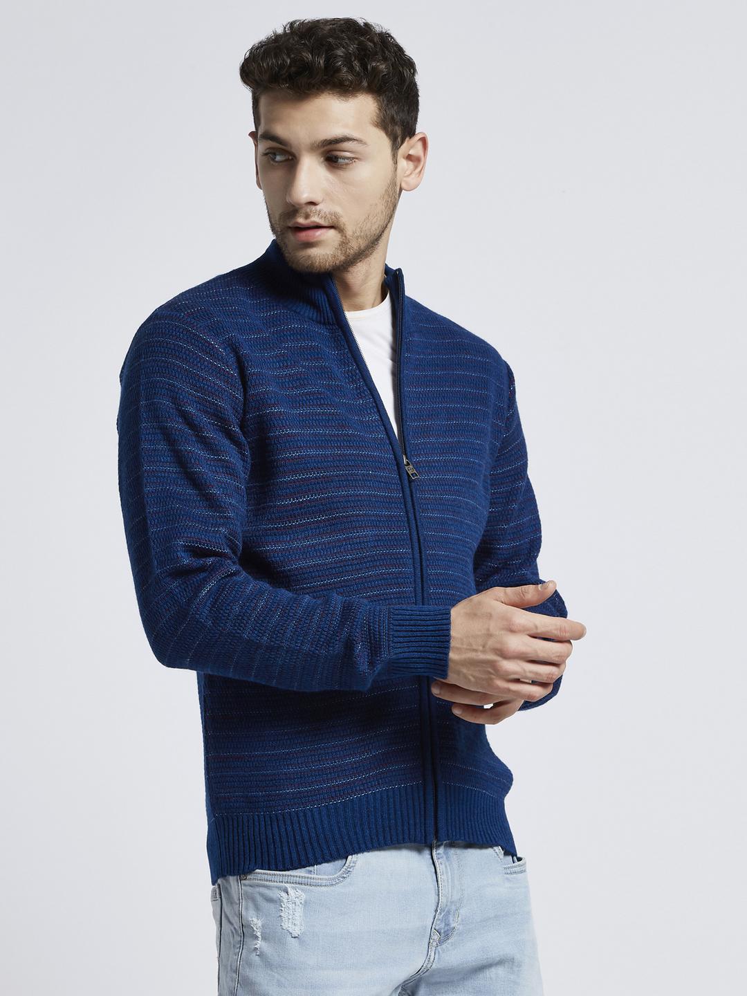 DJ & C Striped Open Front Neck Sweater Men