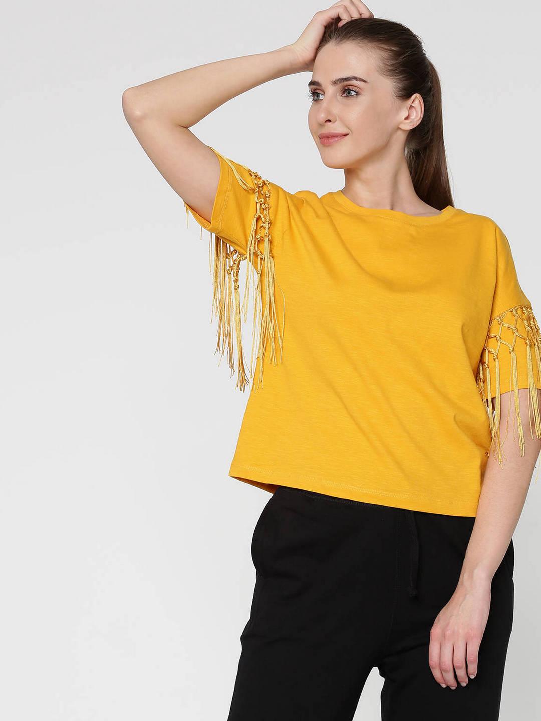 Shyla Fringed Sleeves T-Shirt