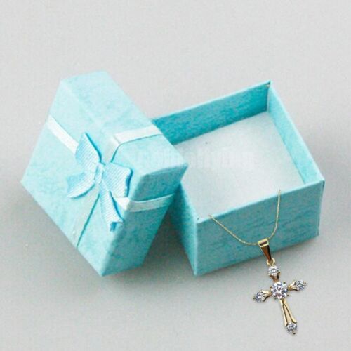 18K Yellow Gold 1 ct Created Diamond CZ Cross Stud Necklace Plated 18 inch