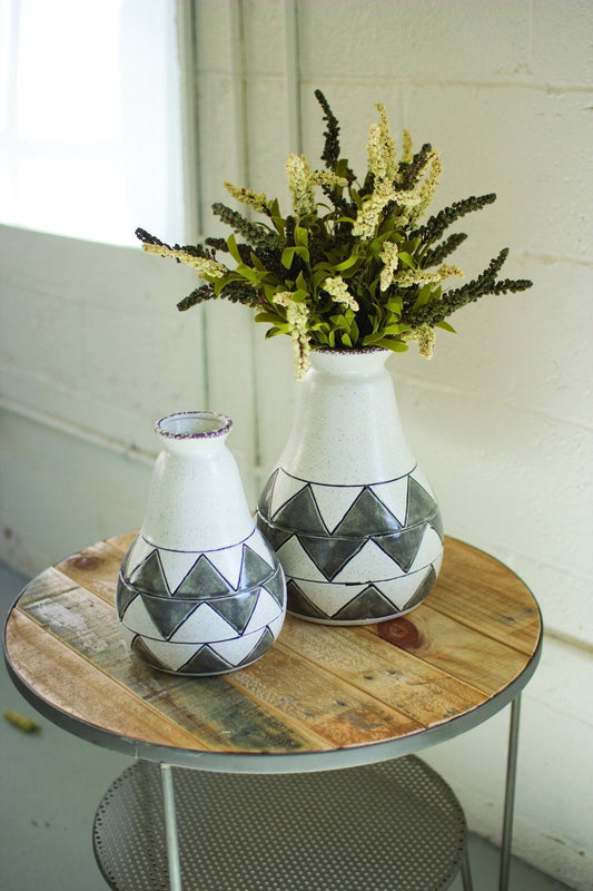 Kalalou Ceramic Zig Zg Vases - Grey3