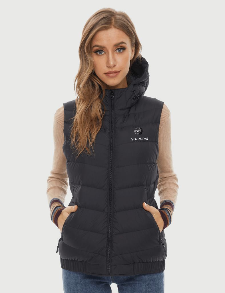 [Final Sale] Women's Heated Down Vest 7.4V With Detachable Hood [XS,S,M,L,XL,2XL,3XL]
