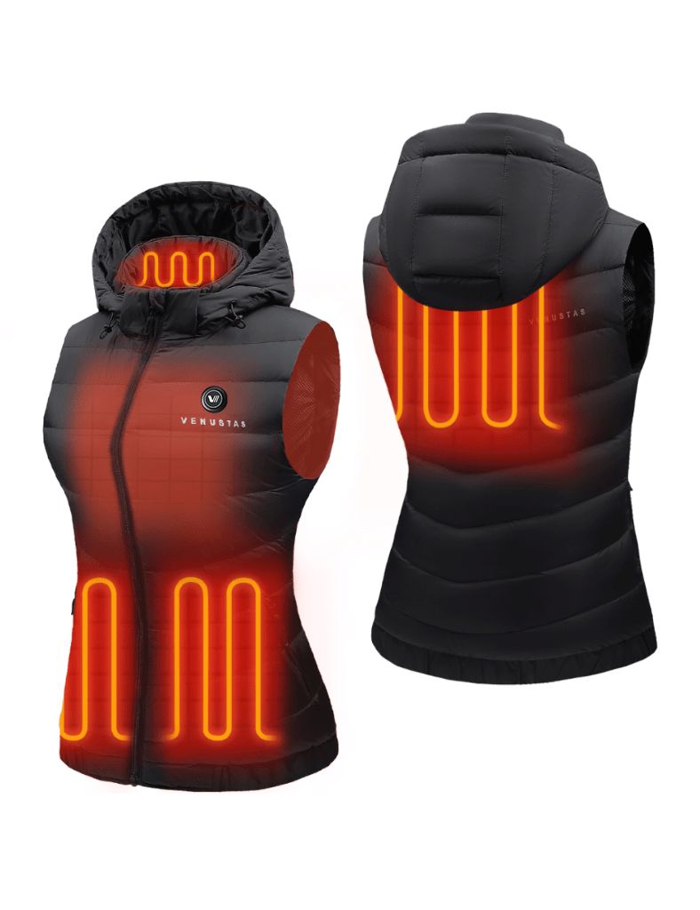[Final Sale] Women's Heated Down Vest 7.4V With Detachable Hood [XS,S,M,L,XL,2XL,3XL]